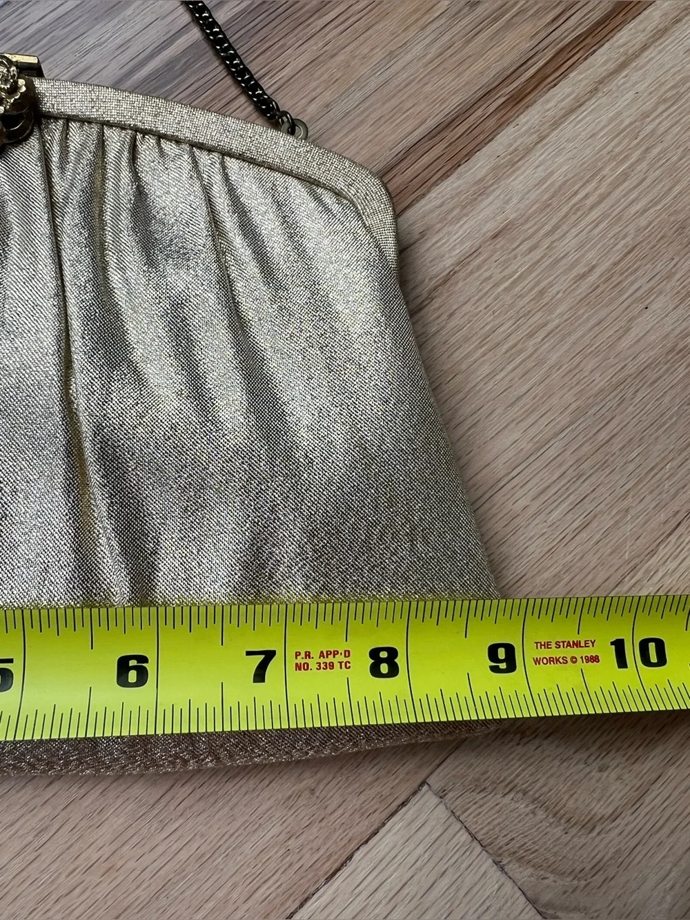 Vintage 1960s Harry Levine HL USA Gold Lame Evening Bag Rhinestone Clasp Purse